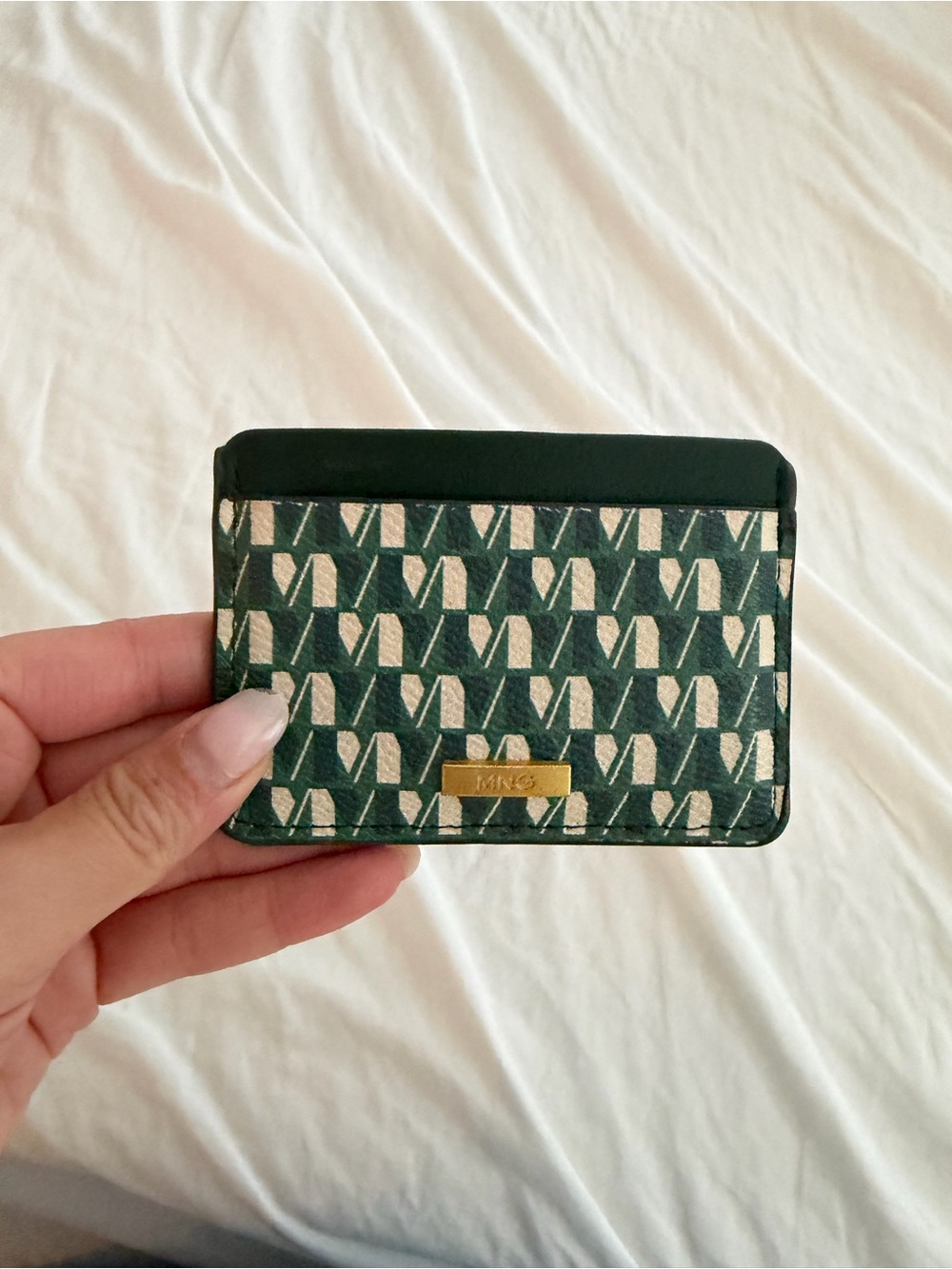 Mango Green Patterned Card & Key Holder with Gold Plate